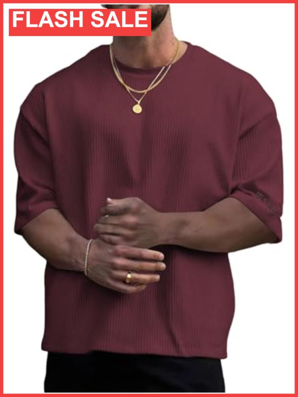 Mens Oversized Drop Shoulder T-Shirt Baggy Loose Fit Streetwear Tee